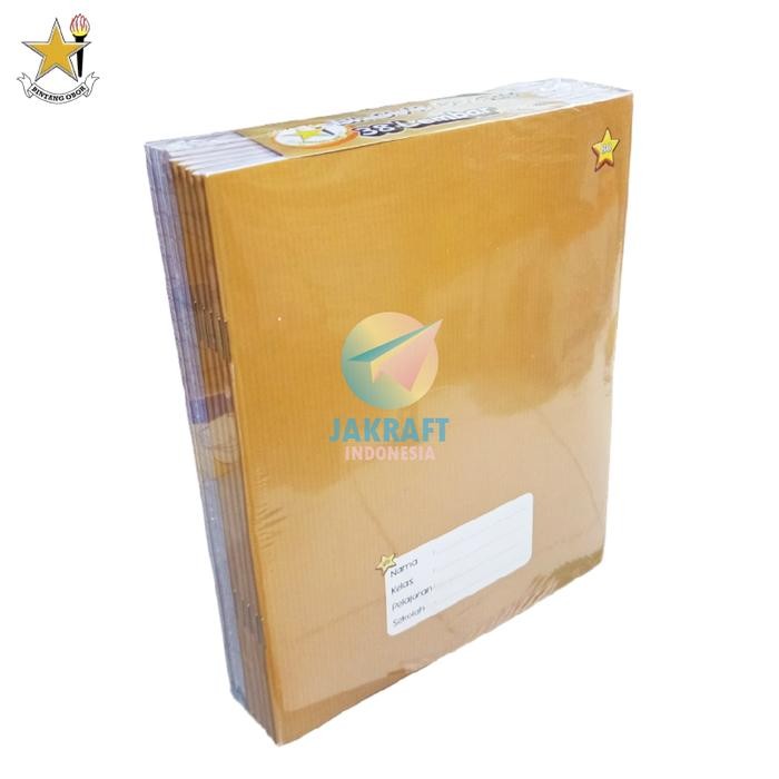 

I77W (10 Pcs) Grosir Buku Tulis + Label Nama Bintang Obor Kraft Cokelat Isi 38 (40) Lembar