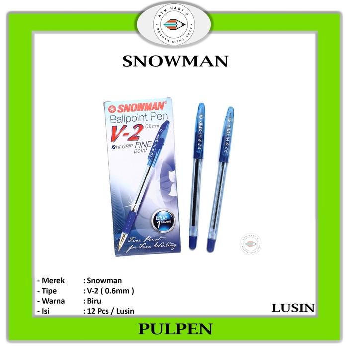 

I77W Pulpen V2 0.6Mm Snowman Biru
