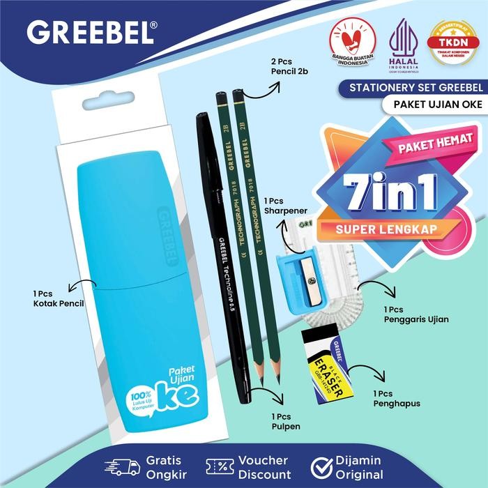 

X689 Greebel [7 In 1] Paket Ujian Super Oke / Stationary/Stationery Set Atk/Pensil 2 Pcs