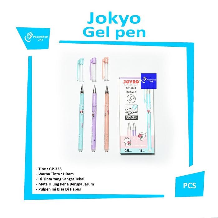 

X689 Joyko Gel Pen Shokyo 6 Gp-333 Hitam Bisa Dihapus - Lusin