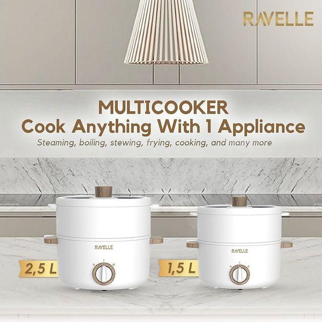 Ravelle Panci Listrik Multicooker - Panci Portable Multifungsi 1.5L