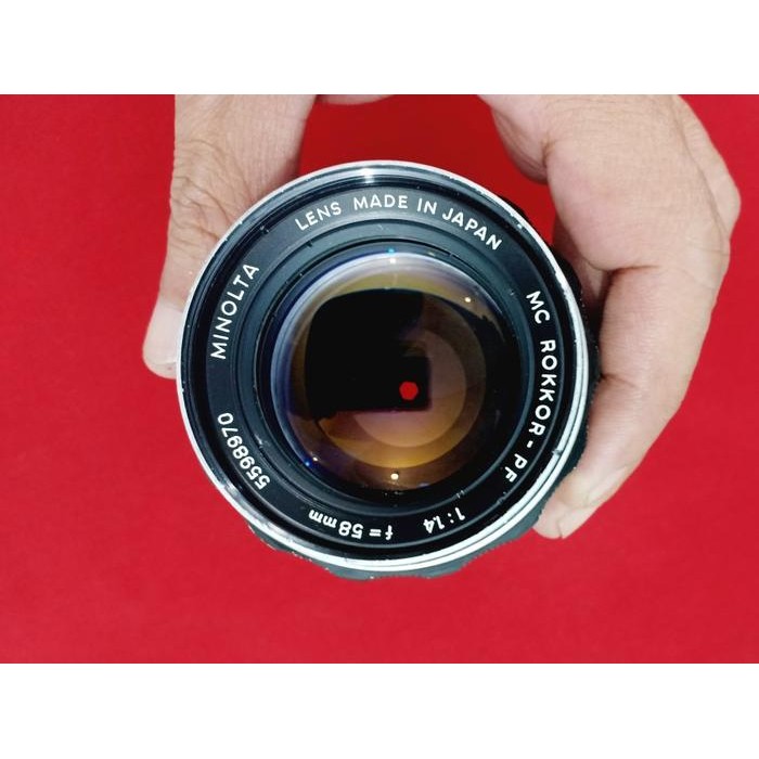 Lensa Minolta 58mm F1.4 MC Rokkor PF Mount Original Mulus SN: 5598970
