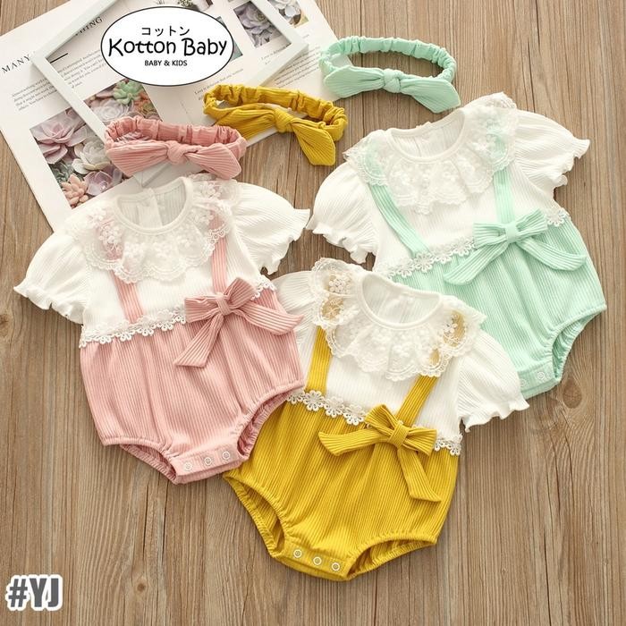 _O0VX (Free Bandana) 0-18Bln Jumper Ruffle Basic Bayi Jumpsuit Romper Baju Pakaian Anak