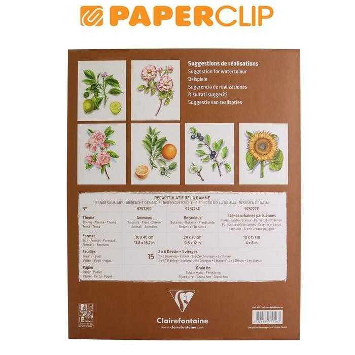 

LEARNING PAD WATERCOLOR CLAIREFONTAINE INITIATION 975726C BOTANICAL