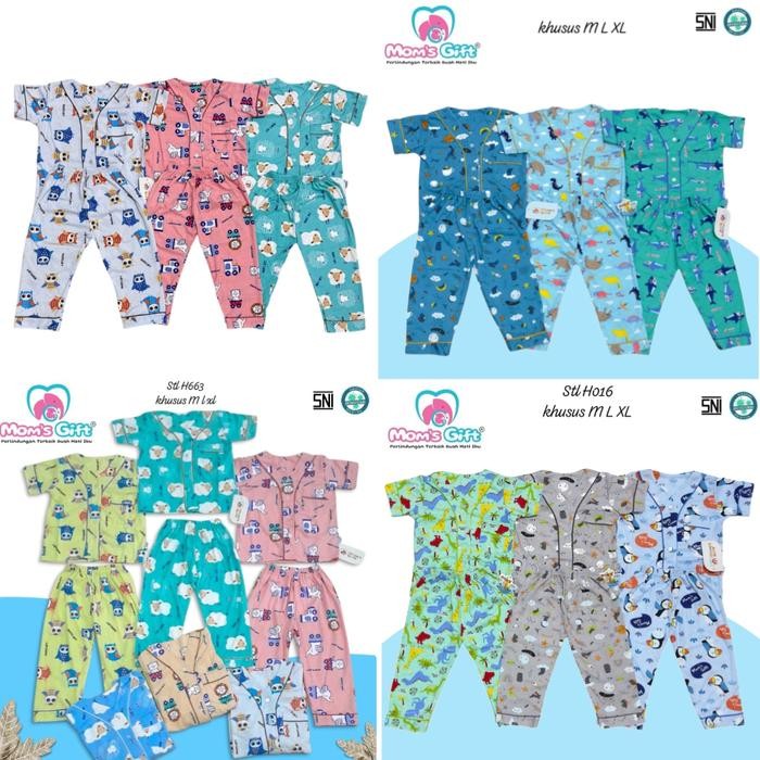 _O0VX Setelan Baju Bayi Moms Gift Pendek Celana Panjang Size M L Xl / Piyama Baju Tidur Anak