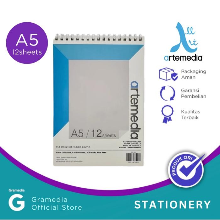 

Watercolor Book Artemedia A5 200 Gsm 12 Sheets