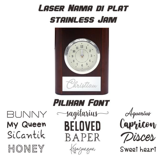 

Jam Meja Kayu Pen Holder Tempat Pulpen Custom Foto Logo Brand Jmk01