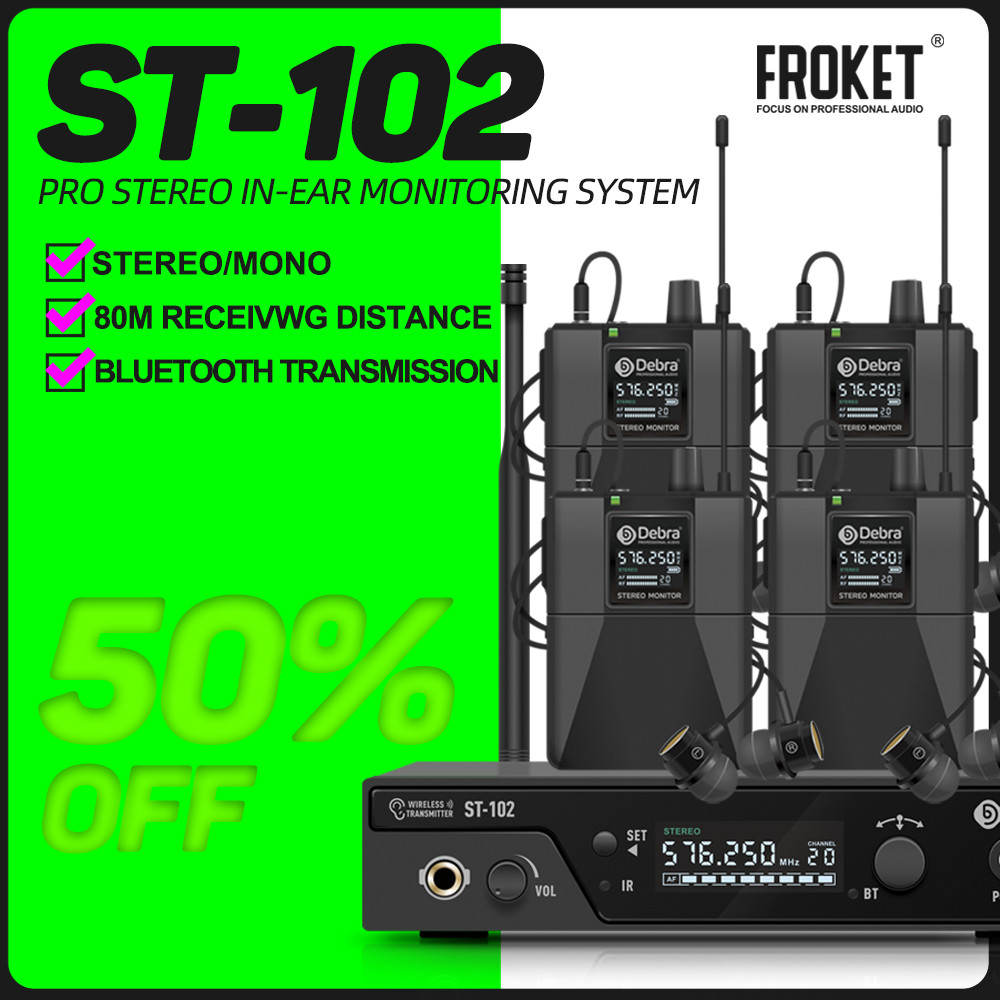 IMPORT Debra ST-102 Wireless In-Ear Monitor System UHF IEM Stereo with Bluetooth 5.0 UHF for