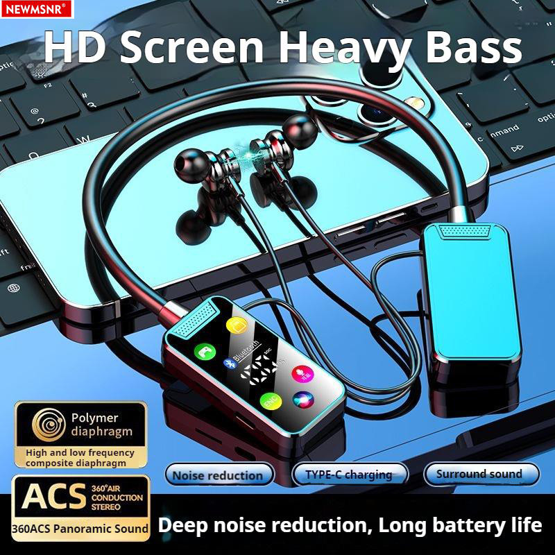 IMPORT HD Screen HiFi Sound Neckband Long battery Life Wireless Bluetooth5.4 Headphones Earphones