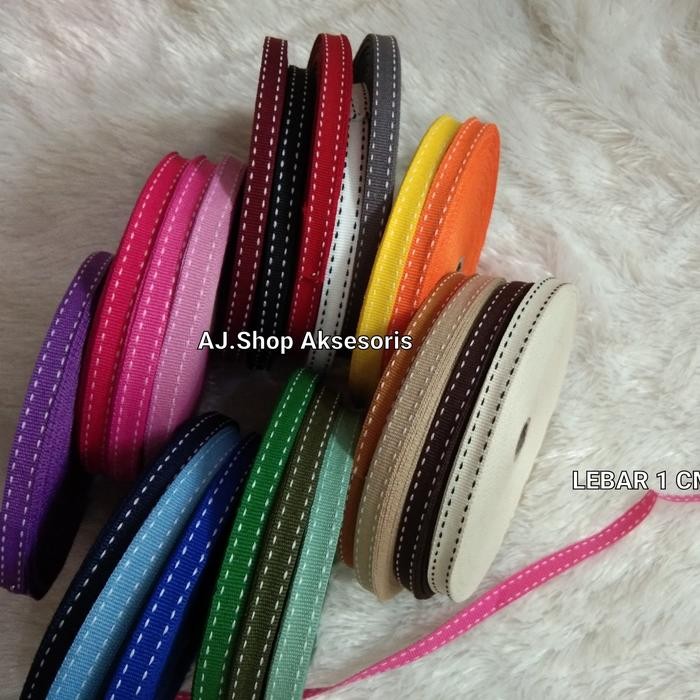

TERMURAH Webbing Tape / Pita bis motif bintik /pita polyester 1 cm