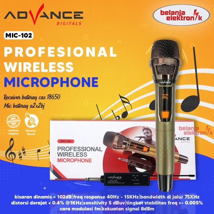 

MICROPHONE WIRELESS ADVANCE MIC-102 TANPA KABEL