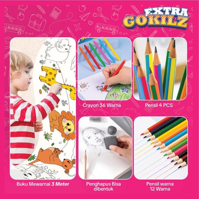 

[EXTRA GOKILZZZ] "Combo Crayon + Pensil Warna + Buku Mewarnai + BONUS, Set Lengkap untuk Kreativitas