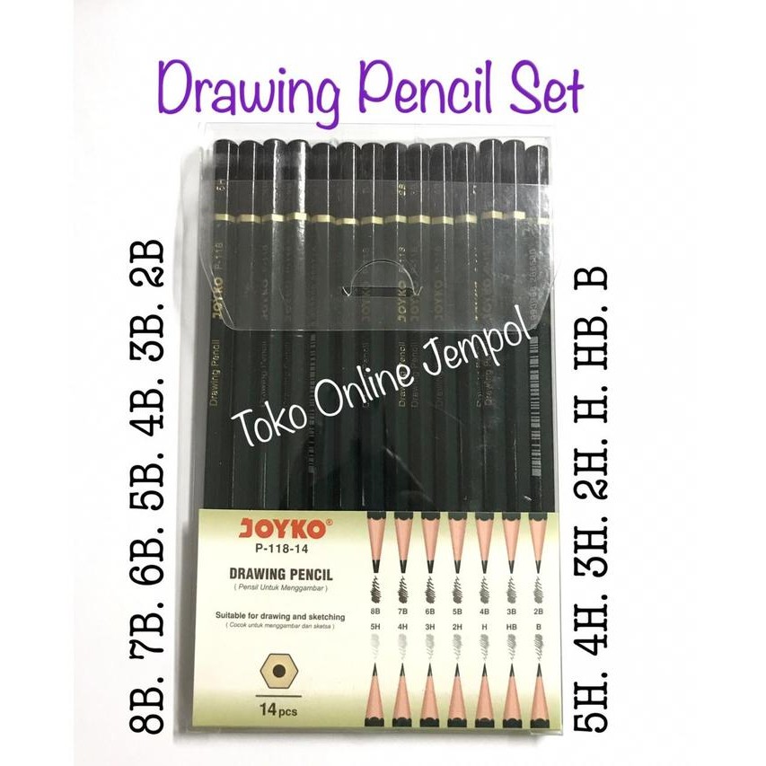 

14pcs Pensil Gambar Drawing Pencil Set JOYKO P-118-14 sketch ATK1106JY