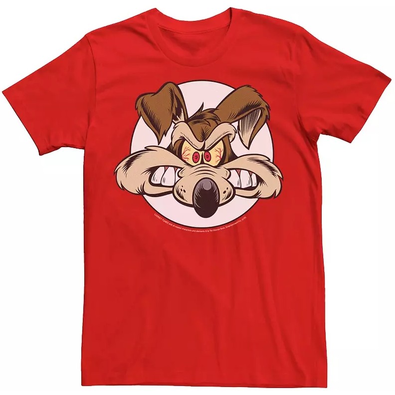 Kaos Looney Tunes Wile E. Coyote Angry Big Face Katun CrewNeck Unisex Pria Wanita