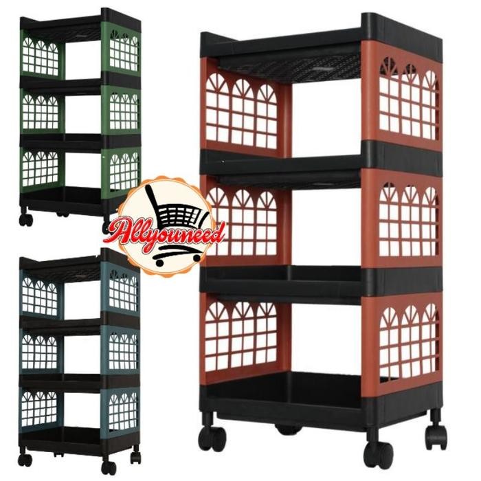 (Allthebest) Rak Yoyo Plastik 4 Susun Rak serbaguna 4 tingkat Roda RAK KOTAK SERBAGUNA + RODA - Rak