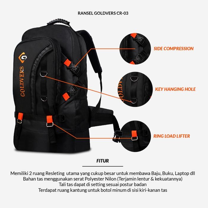 Tas Ransel Gunung Pria GOLDVERS Tas Ransel Pria Dewasa Jumbo