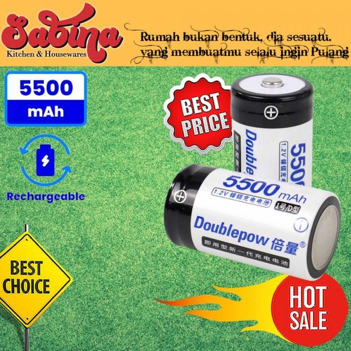 Baterai Cas Isi Ulang Tipe D Rechargeable 1.2V 5500mAh 2 PCS