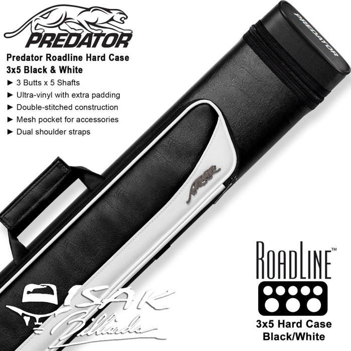 Predator Roadline 3x5 Hard Cue Case Black & White Tas Stick Billiard