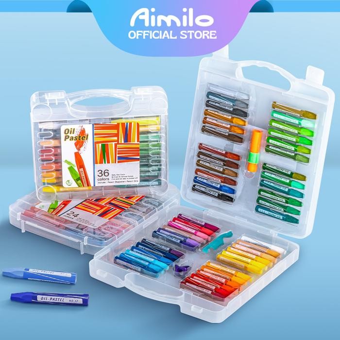 

SARI [Ready] Aimilo Crayon Krayon Minyak 24/36/48 Warna Oil Pastel Crayon Crayon Set Tahan