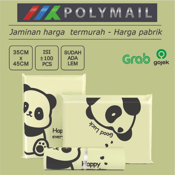 

5WUM Polymailer 100Pcs 35X45Cm Panda Cream Dengan Printing Premium Glossy Plastik