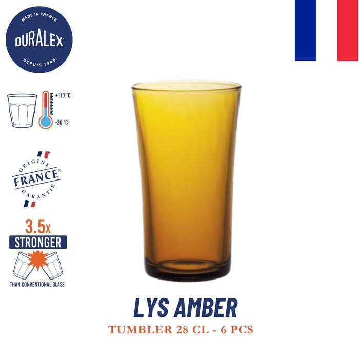 BSKU Duralex Lys Amber Tumbler 28 Cl 6 Pcs Gelas Kopi Teh Kaca Tempered Glass Tahan