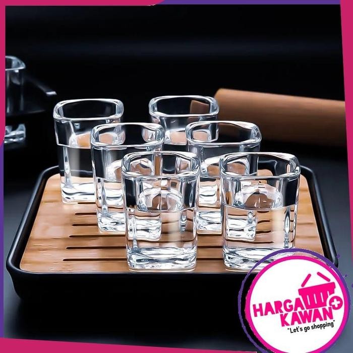 BSKU Gelas Mini Kaca Kotak Gelas Kaca Kecil Ukuran 75Ml