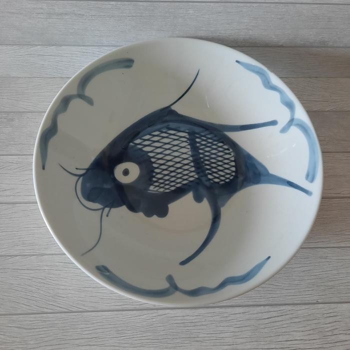 N6VA Piring / Mangkok Keramik Papua Motif Ikan Ukuran 23Cm