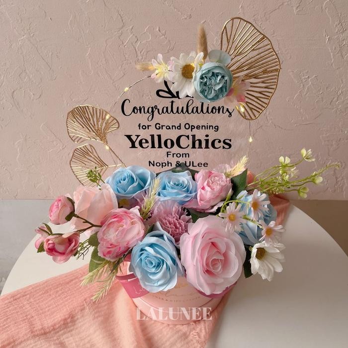 Acrylic Bloom Box Bunga Akrilik Pajangan Akrilik Store Opening Gift