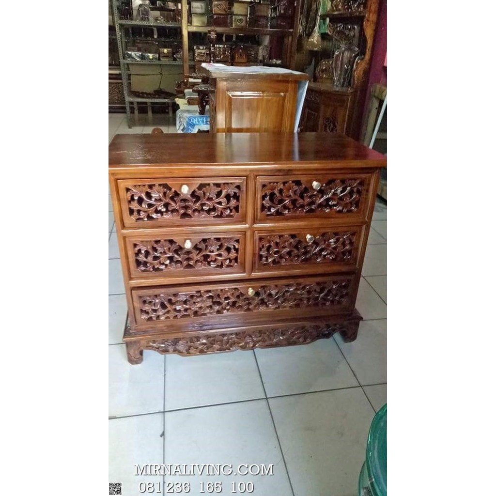 NAKAS JATI UKIRAN JEPARA NAKAS KLASIK LACI KODE 557