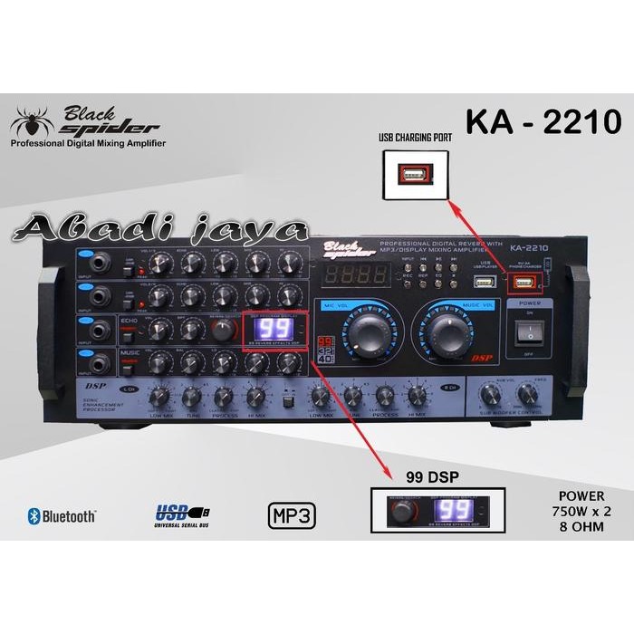 AMPLI AMPLIFIER BLACK SPIDER KA2210 KA 2210 ORIGINAL