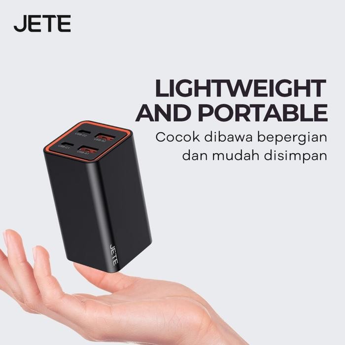 JETE E6 ADAPTER FAST CHARGER GAN 65W + 4 PORT (DUAL USB & DUAL TYPEC)
