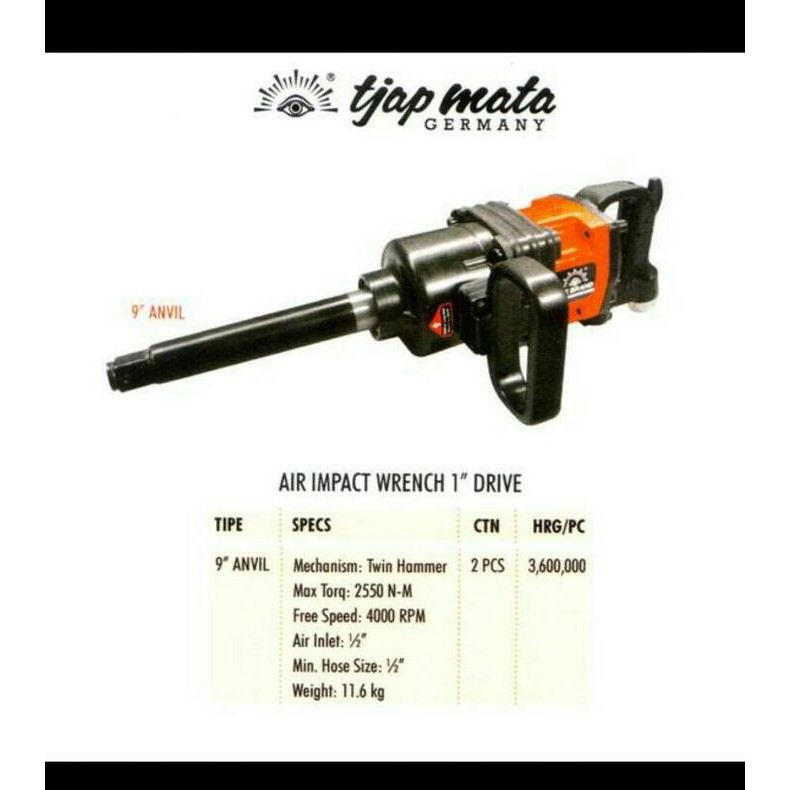 AIR IMPACT WRENCH 1" TJAP MATA EYE BRAND 9" ANVIL