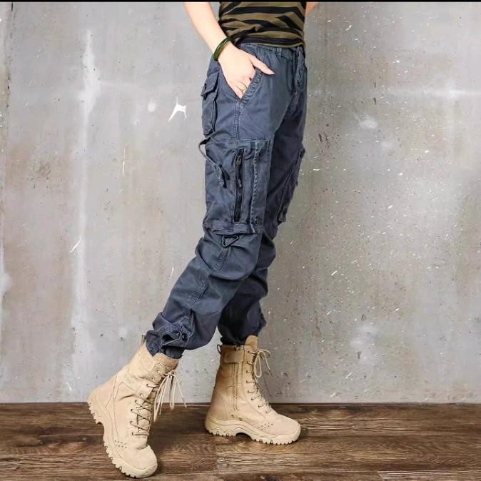 Celana Panjang Jogger Cargo Stretch Pria Wanita Slim Fit Joggeants Outdoor Sporty