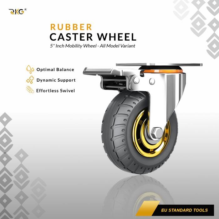 

Roda Troli Karet Kembang Heavy Duty 5 Inch Universal Trolley Caster