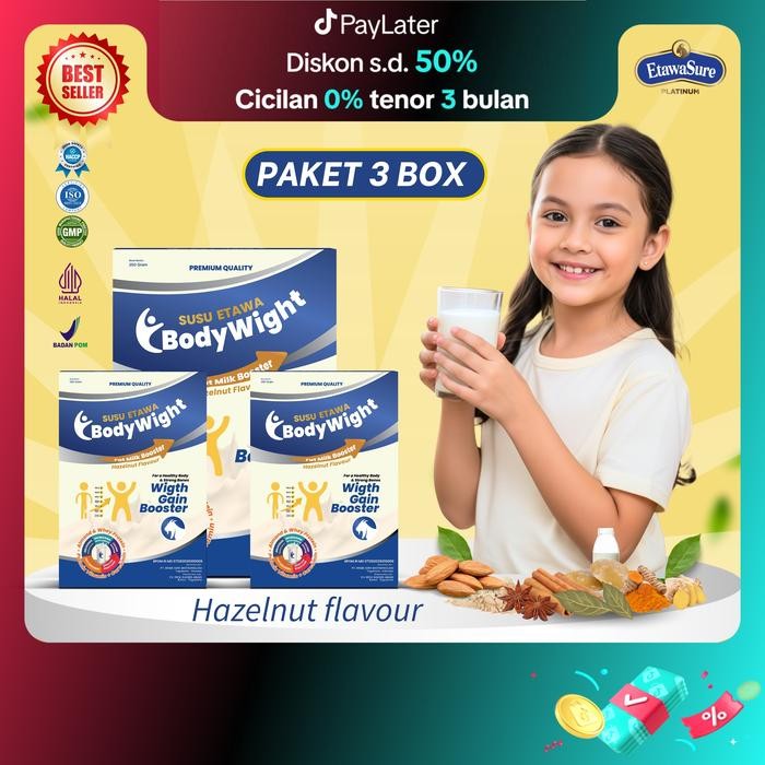

BodyWight Susu Etawa dengan Whey protein Tinggi Kemasan 250gr Paket 3 BOX