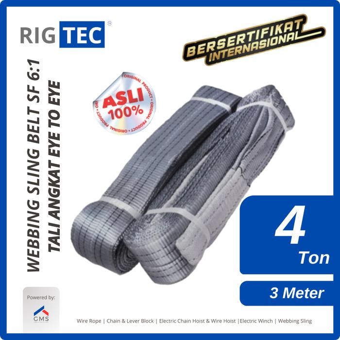 

Khusus Grab! Webbing Sling Belt / Tali Angkat 4 Ton X 3 Meter 100 Mm Eye & Eye Rigtec