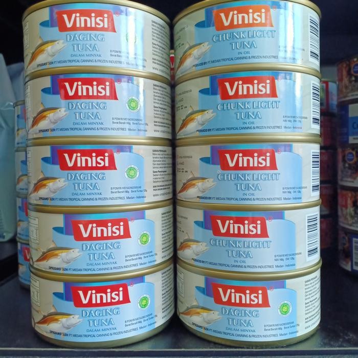 

READY VINISI TUNA CHUNK LIGHT KALENG 160 GR - IKAN TUNA KALENG BERKUALITAS