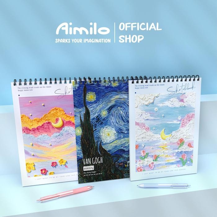 

[READY] Aimilo Sketch Book Aesthetic Buku Gambar A4 Vertikal Jilid Spiral 45 Lembar/90 Halaman Paper