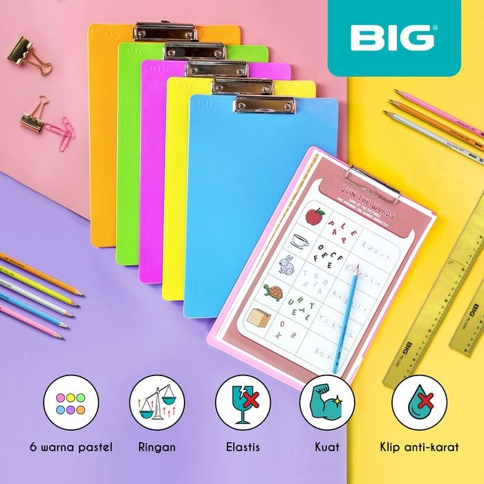 

BIG Clipboard Papan Jalan Papan Ujian Warna Pastel Ukuran F4 Folio PU-5005