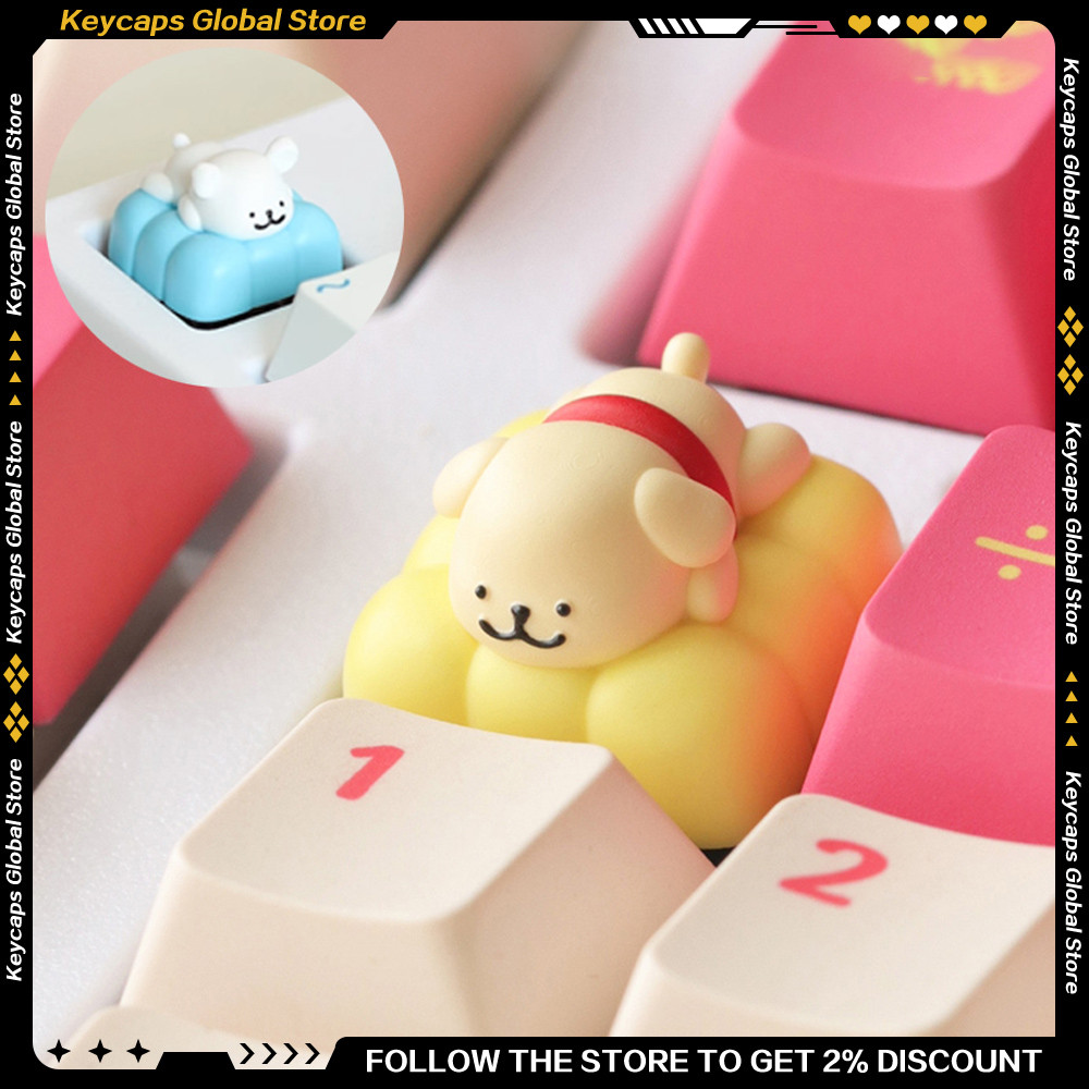 Maltese Dog Keycap Resin Cute 3D Handmade Personalized Kawaii Artisan Key Cap for Mechanical