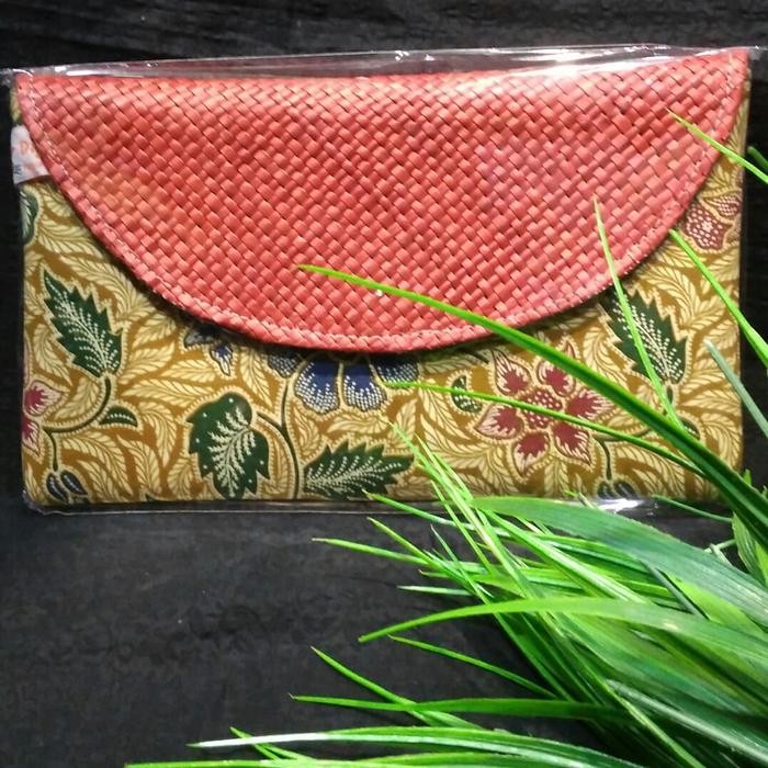 Clutch Batik Lawasan Anyaman Pandan Dompet Tas Gift Khas Indonesia 016