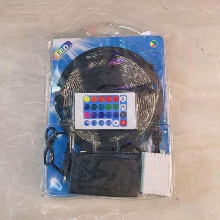 Lampu Strip Led Rgb 10 Meter Lengkap Adaptor + Remote / Lampu Led Strip Rgb Warna Warni Waterproof