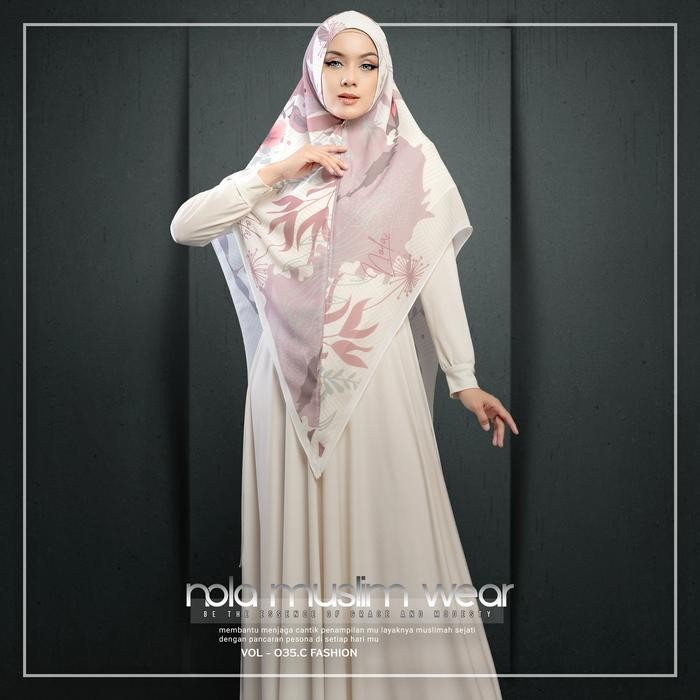 pita Nola Khimar Printing V35 Hijab Instan 2 Layer Syar'i Model Belakang Oval dan Pari Ceruty