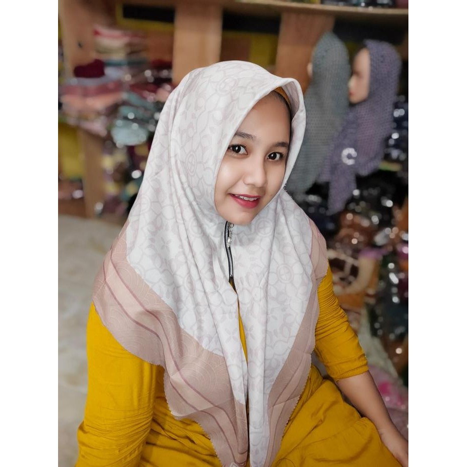pita PAKET HEMAT HIJAB ZIPER MOTIF 5PC Instan Mewah Zipper Muslim Mutiara hijab motif