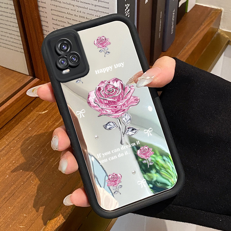 Casing Hp VIVO V20 VIVO V20 Pro Case Casing Gaya mewah mawar ungu glitter Pattern Silikon Softcase H