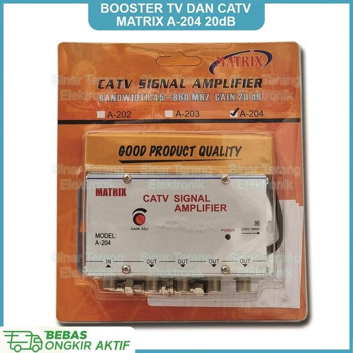 Booster Indoor Dan Spliter Matrix A-204 (Penguat Sinyal TV) 4 Way