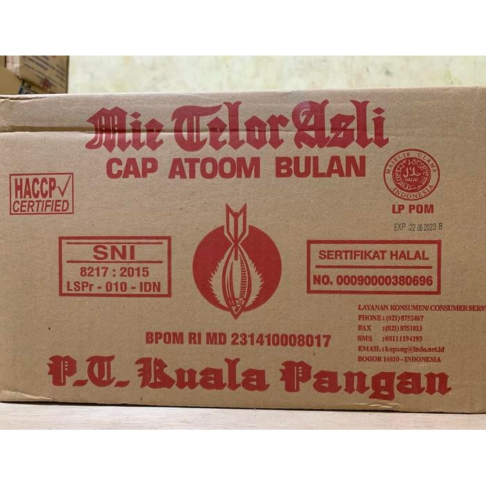

Mie Telor Asli Cap Atoom Bulan 1 dus isi 20 x 3 bgks