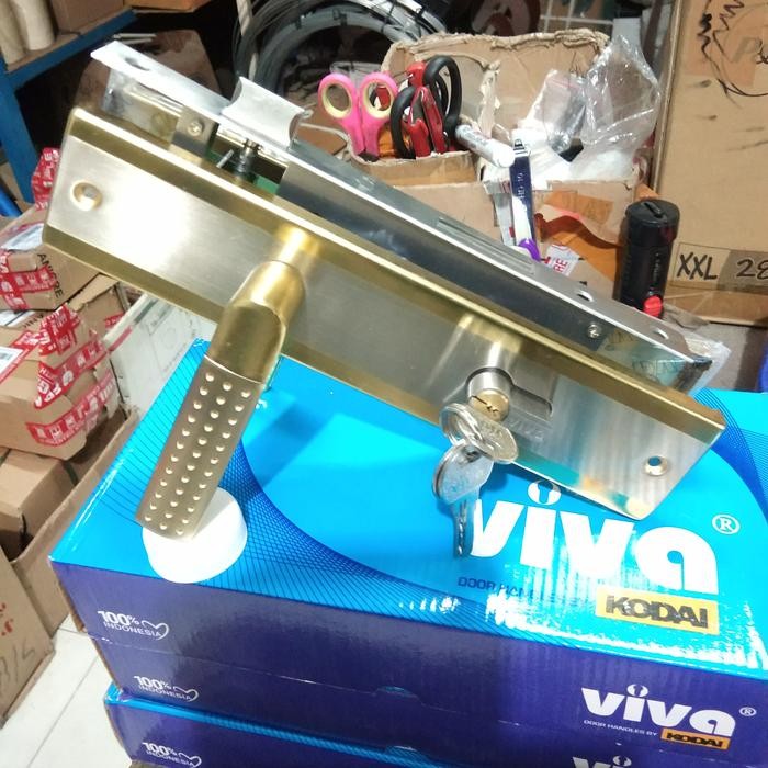 KUNCI PINTU RUMAH VIVA/ HANDEL PINTU/ KUNCI PINTU [kuning putih] V8330