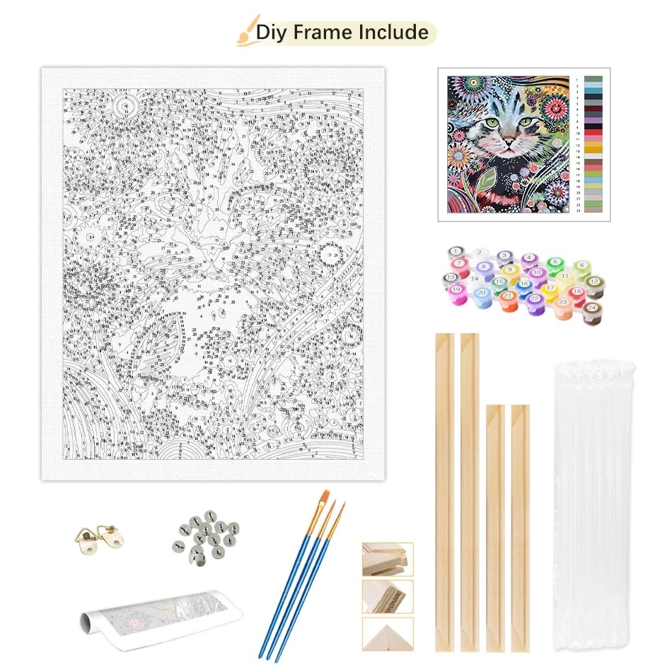 Painting By Numbers Giraffe Animals Wood Frame Handpainted Painting With Numbers For Home