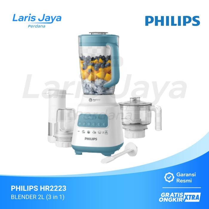 Blender Philips HR-2223, 2 Liter Plastik, Penghancur Es untuk Jus & Bumbu (3 in 1)